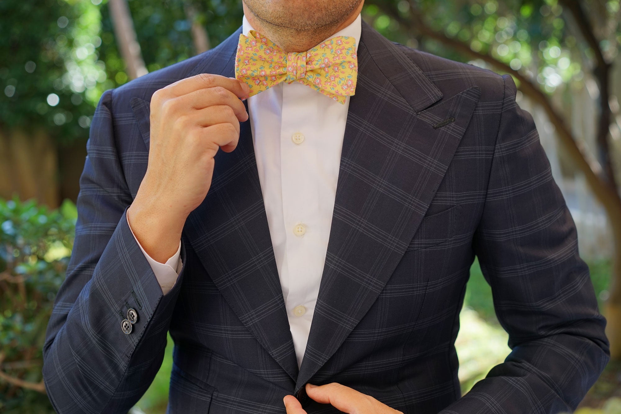 Phi Phi Yellow Floral Self Bow Tie