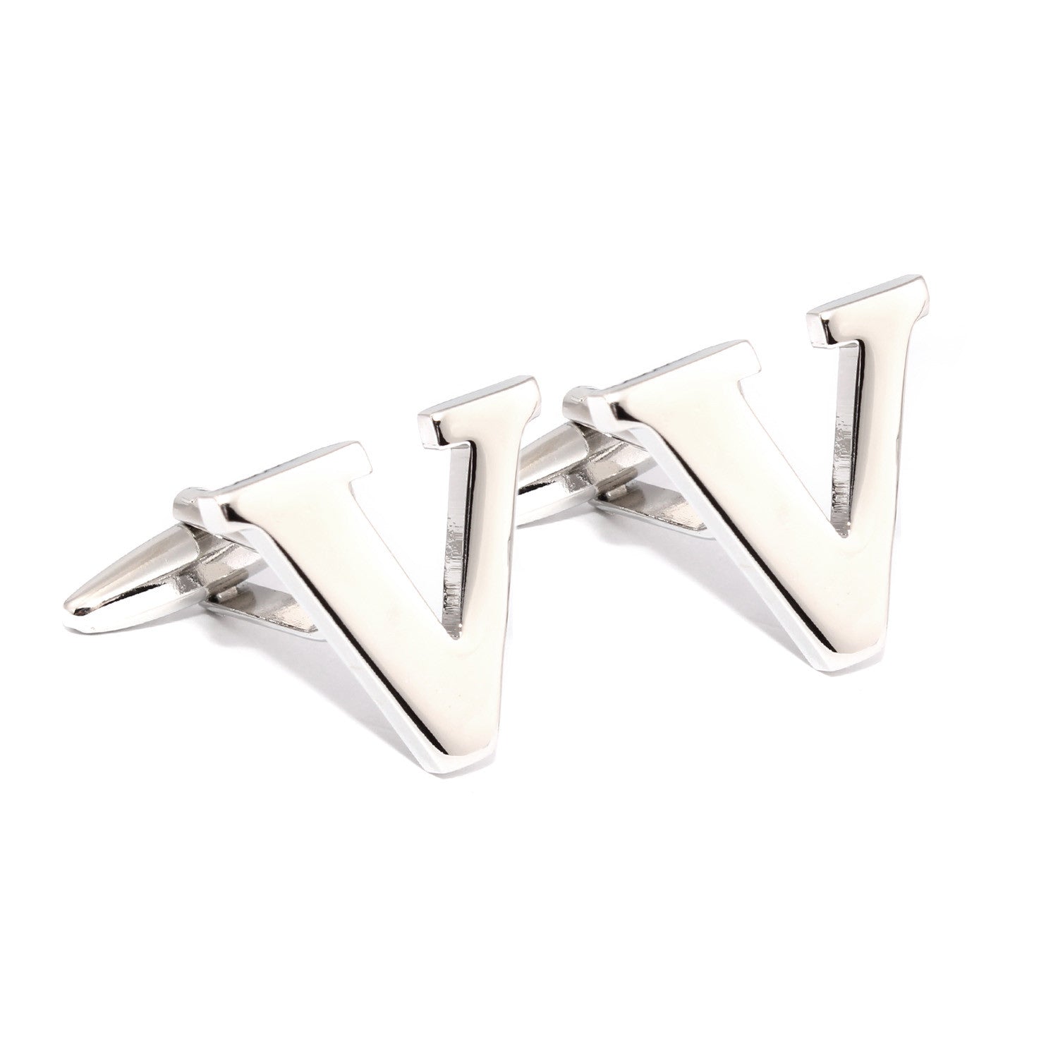 Letter V Silver Cufflinks