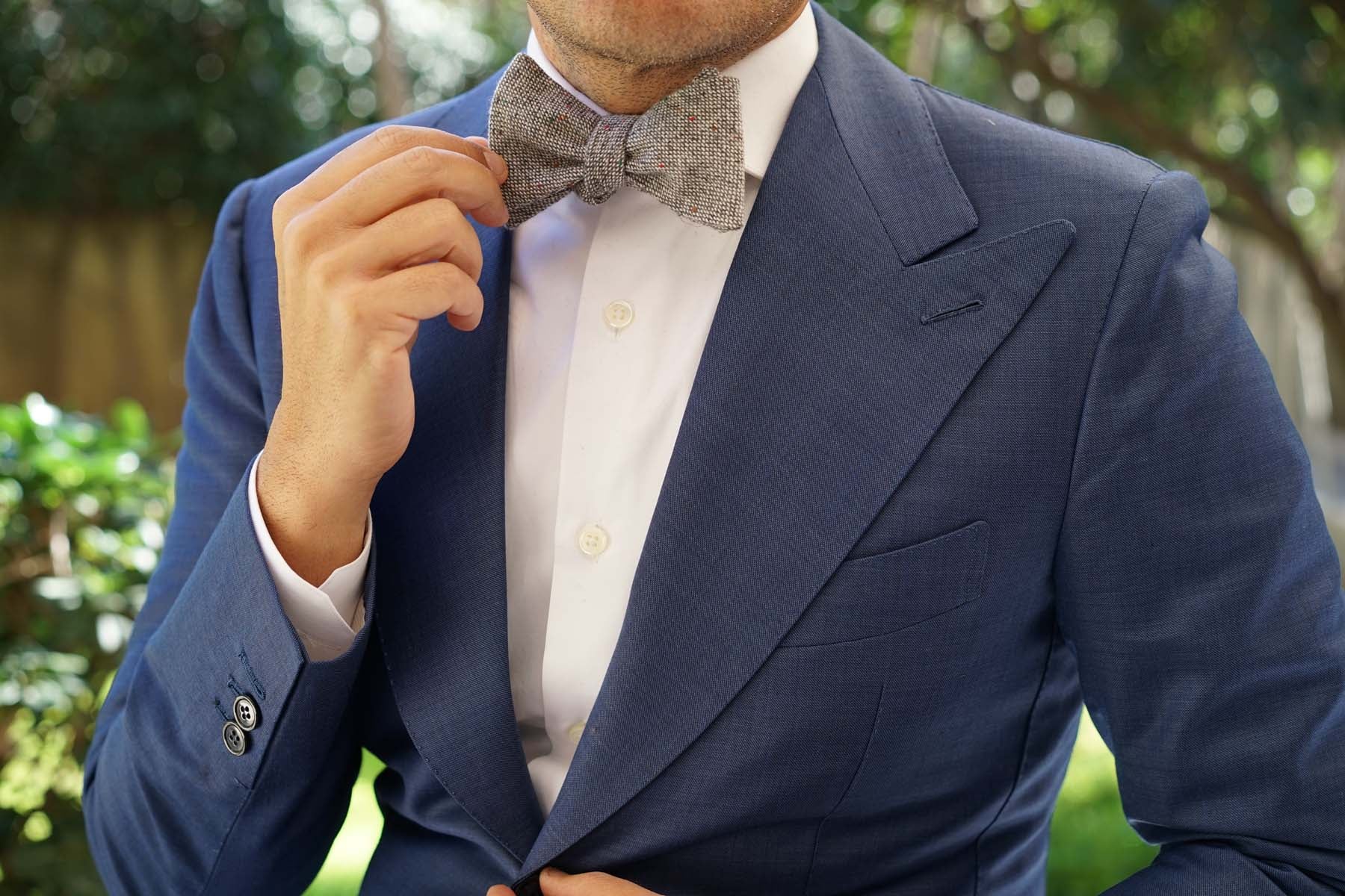 Gray Sharkskin Self Bow Tie