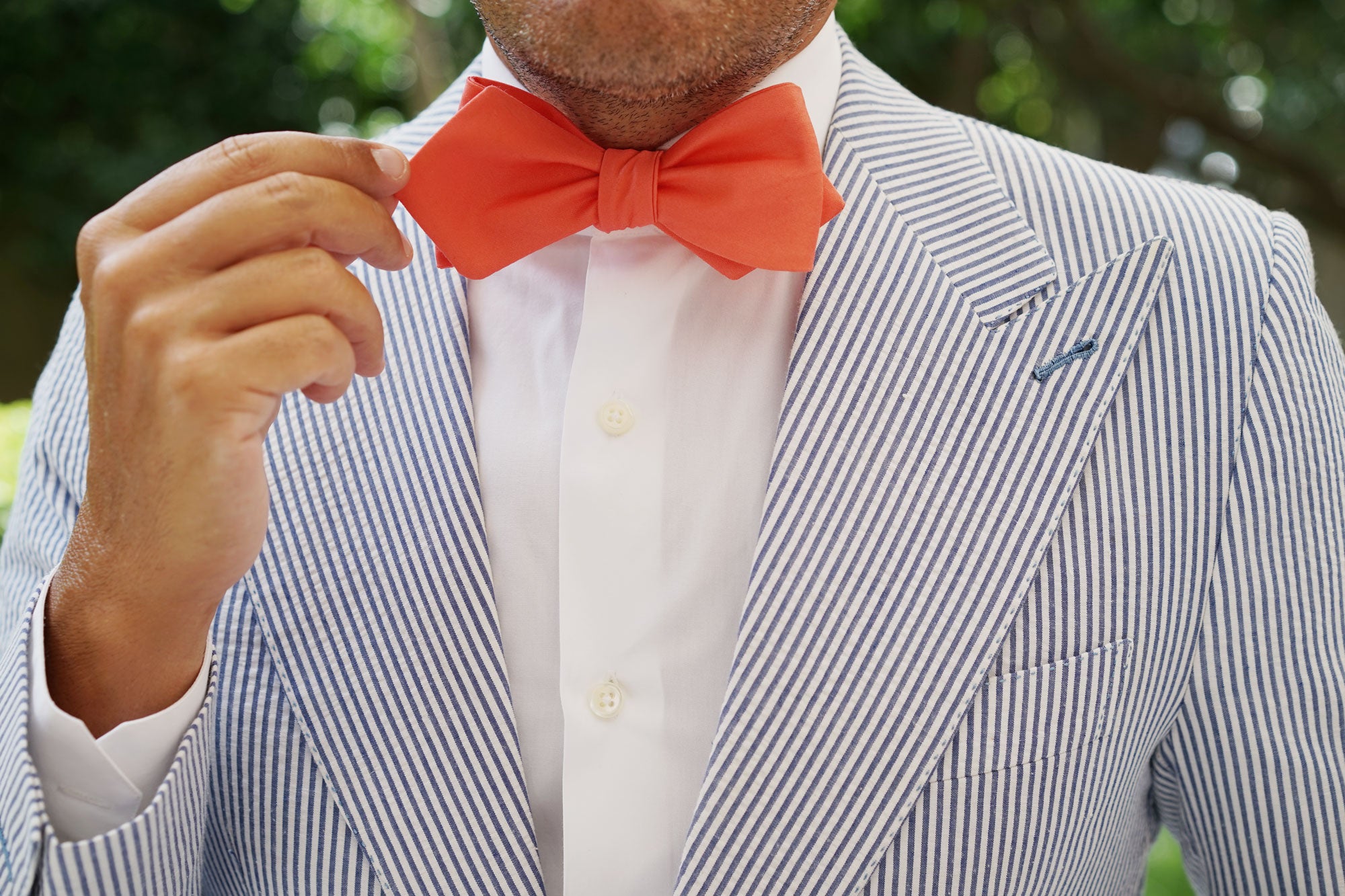 Coral Pink Cotton Self Tie Diamond Tip Bow Tie