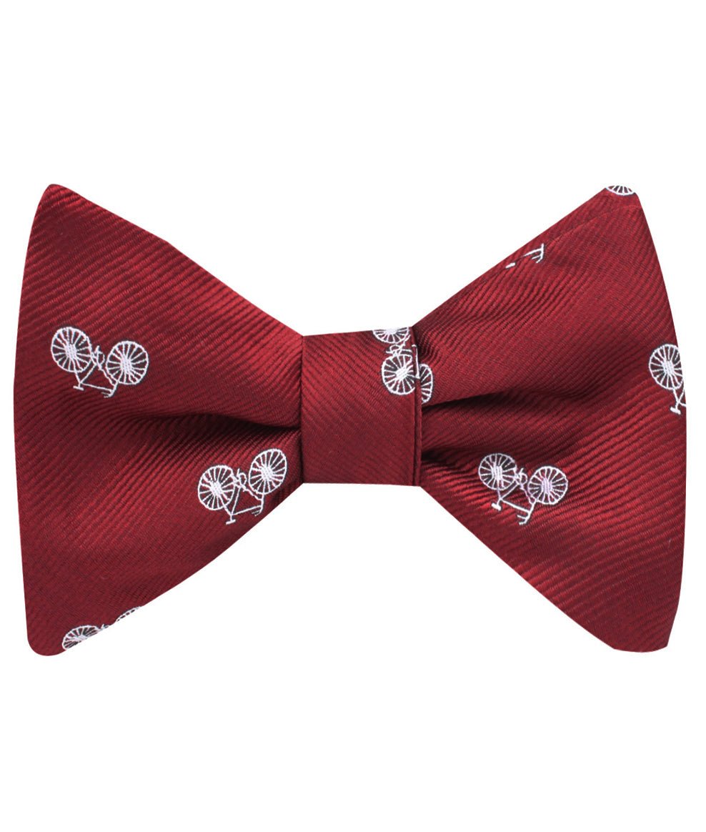 Burgundy French Bicycle Self Bow Tie