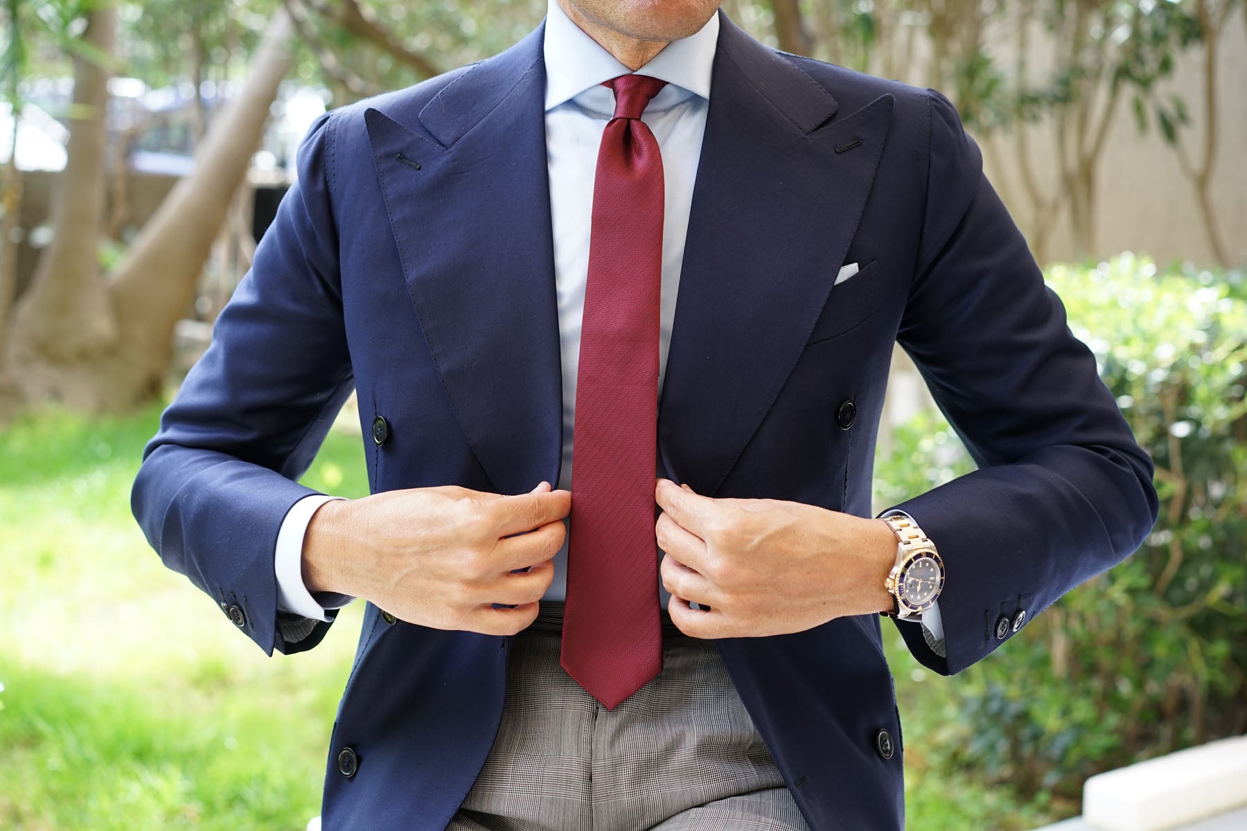 Burgundy Herringbone Skinny Tie