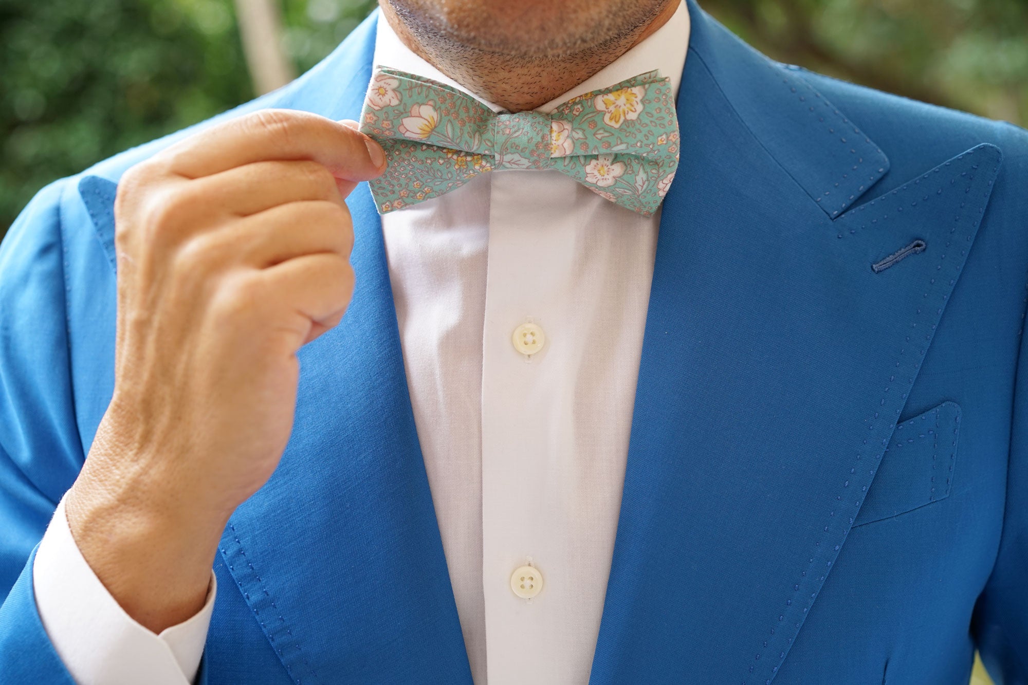 Maui Mint Green Floral Bow Tie