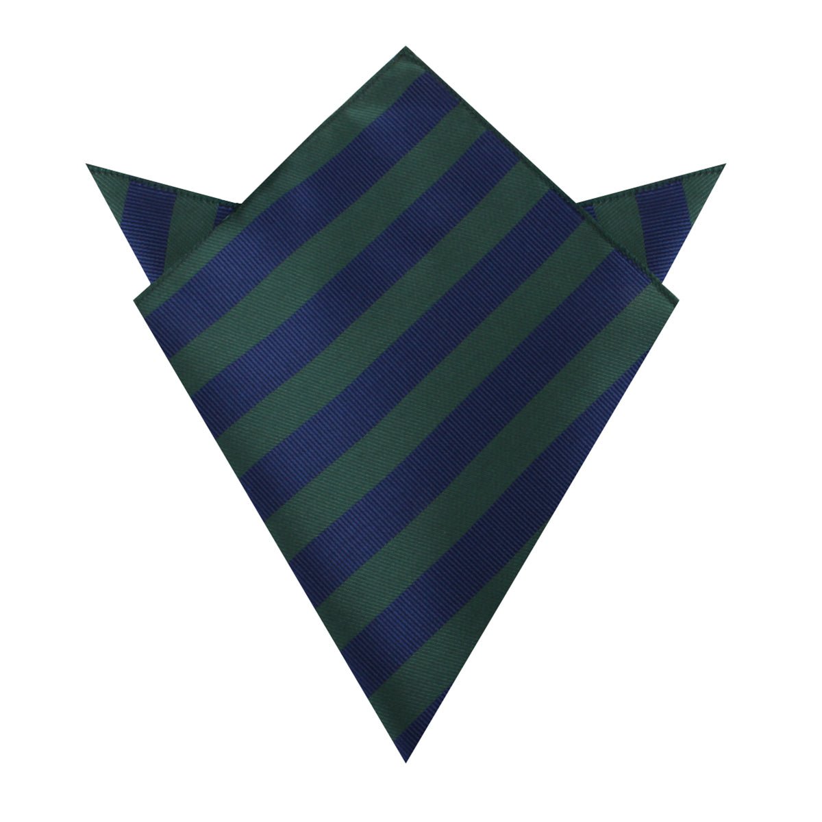 Oxford Blue & Dark Green Striped Pocket Square