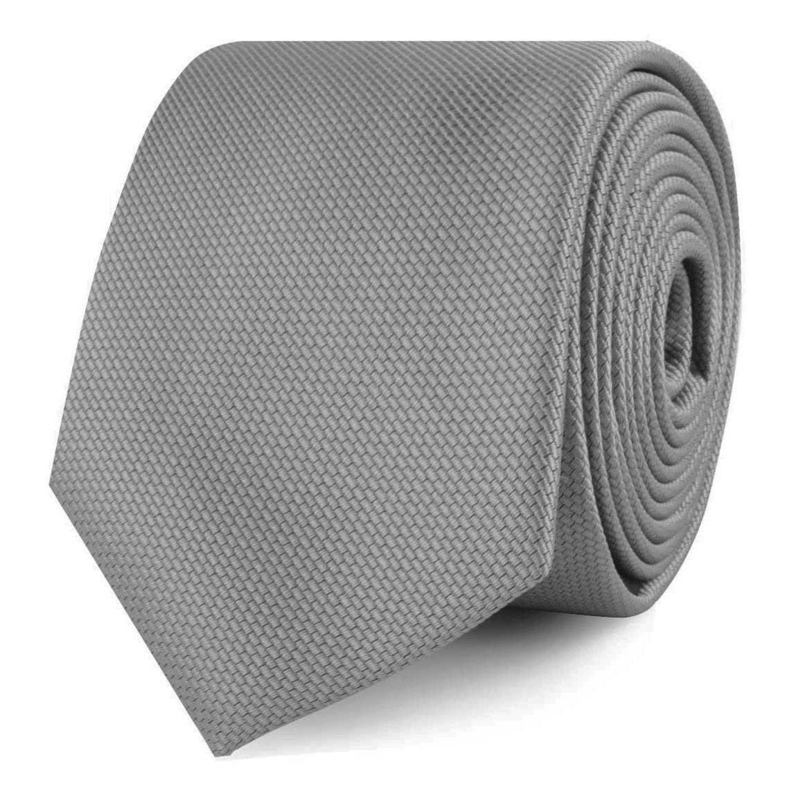 Mercury Grey Weave Skinny Tie