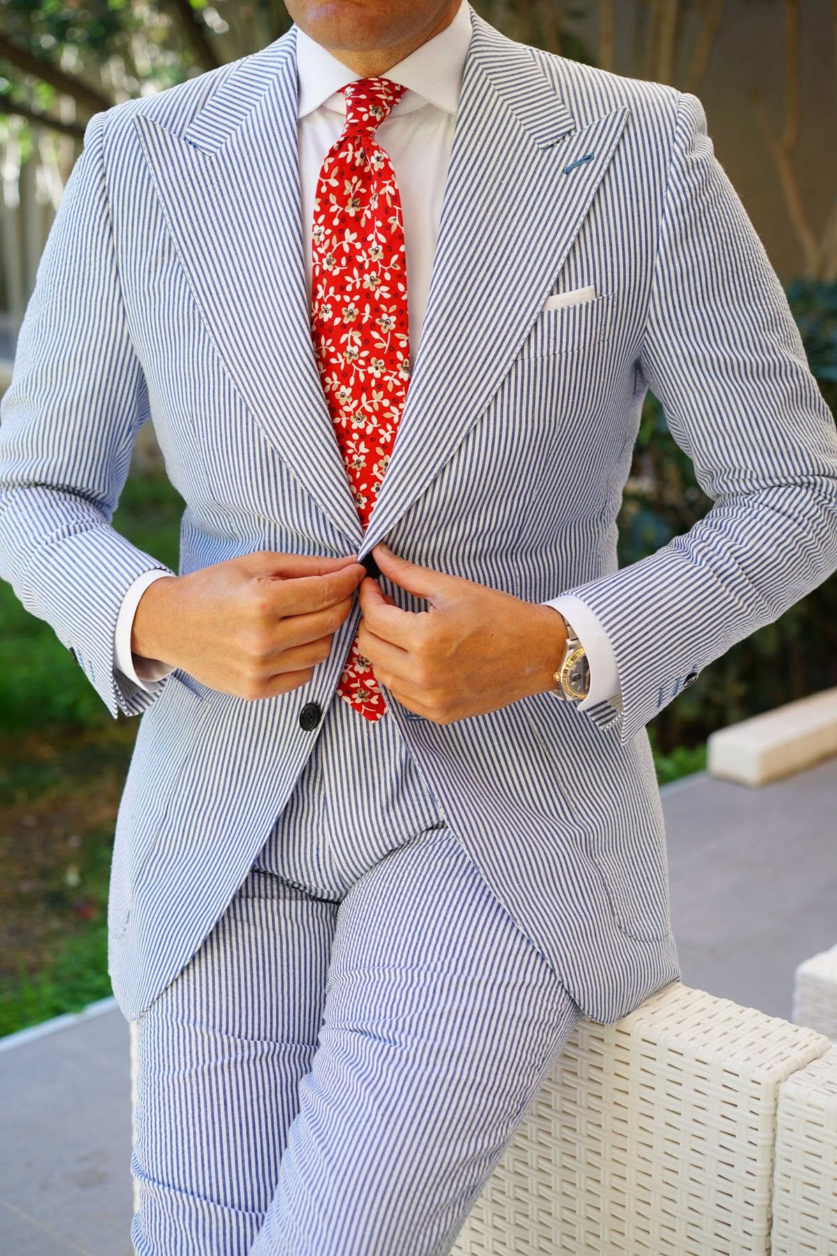 Yukata Red Floral Necktie