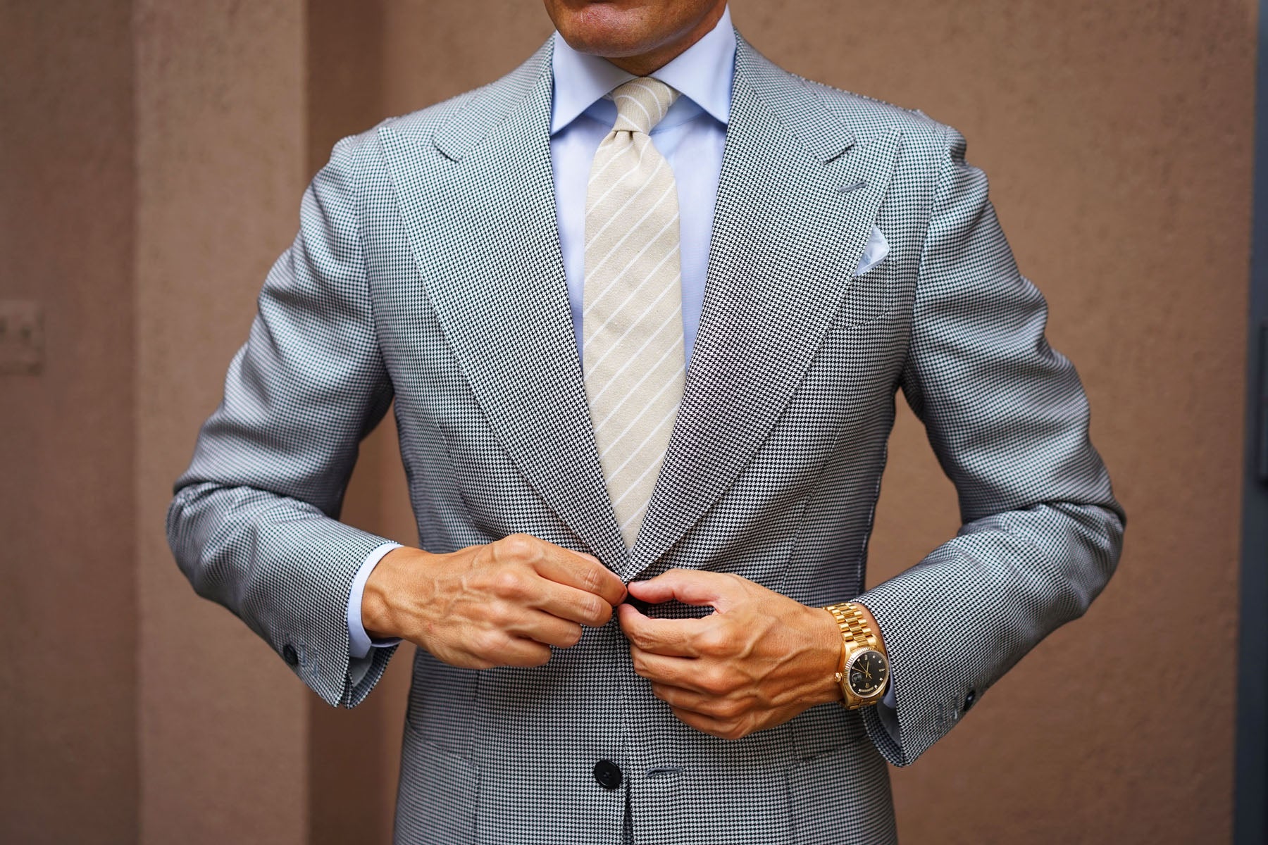 Khaki Linen Pinstripe Tie