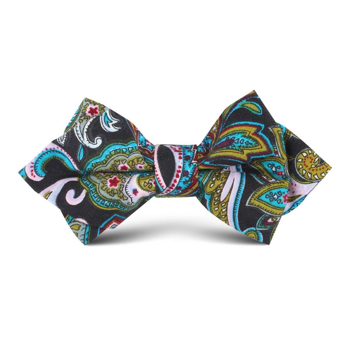 Filicudi Maroon & Green Paisley Kids Diamond Bow Tie