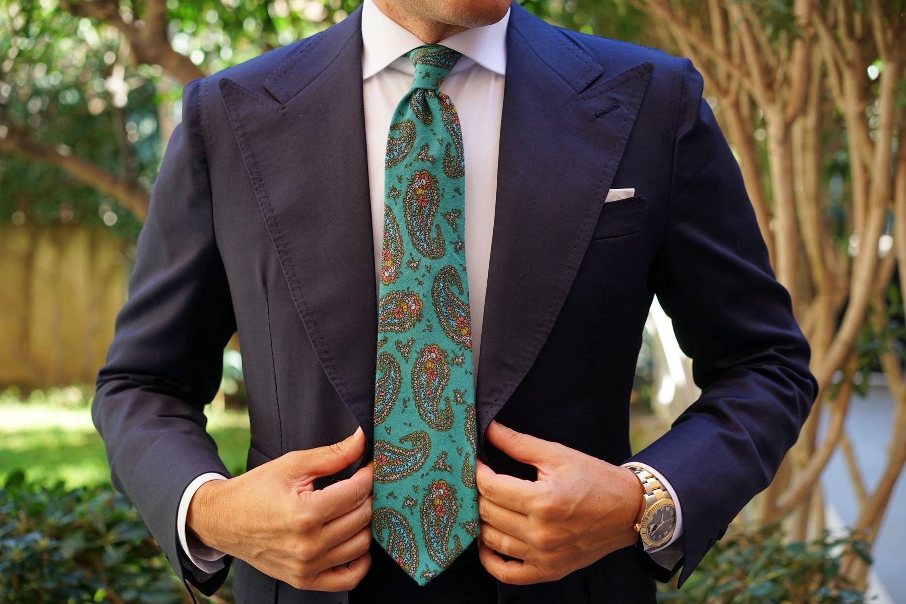 Amer Fort Teal Paisley Necktie