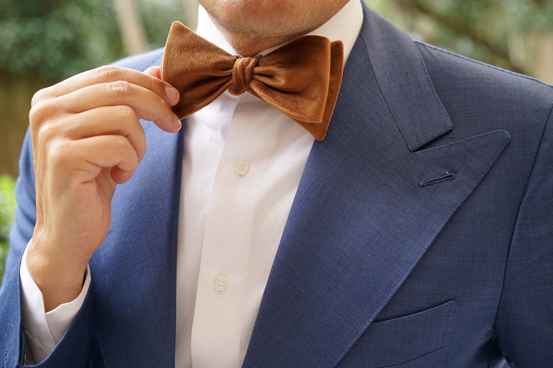 Brown Velvet Self Bow Tie