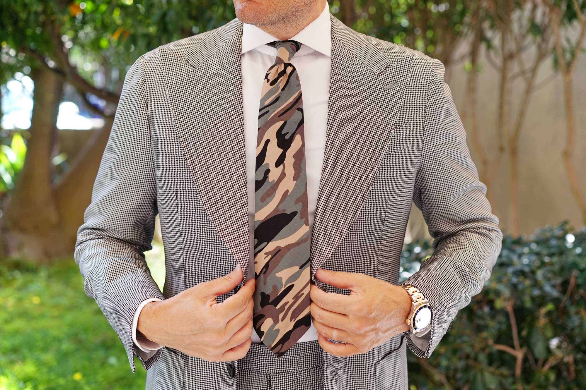 Forest Green Camouflage Tie