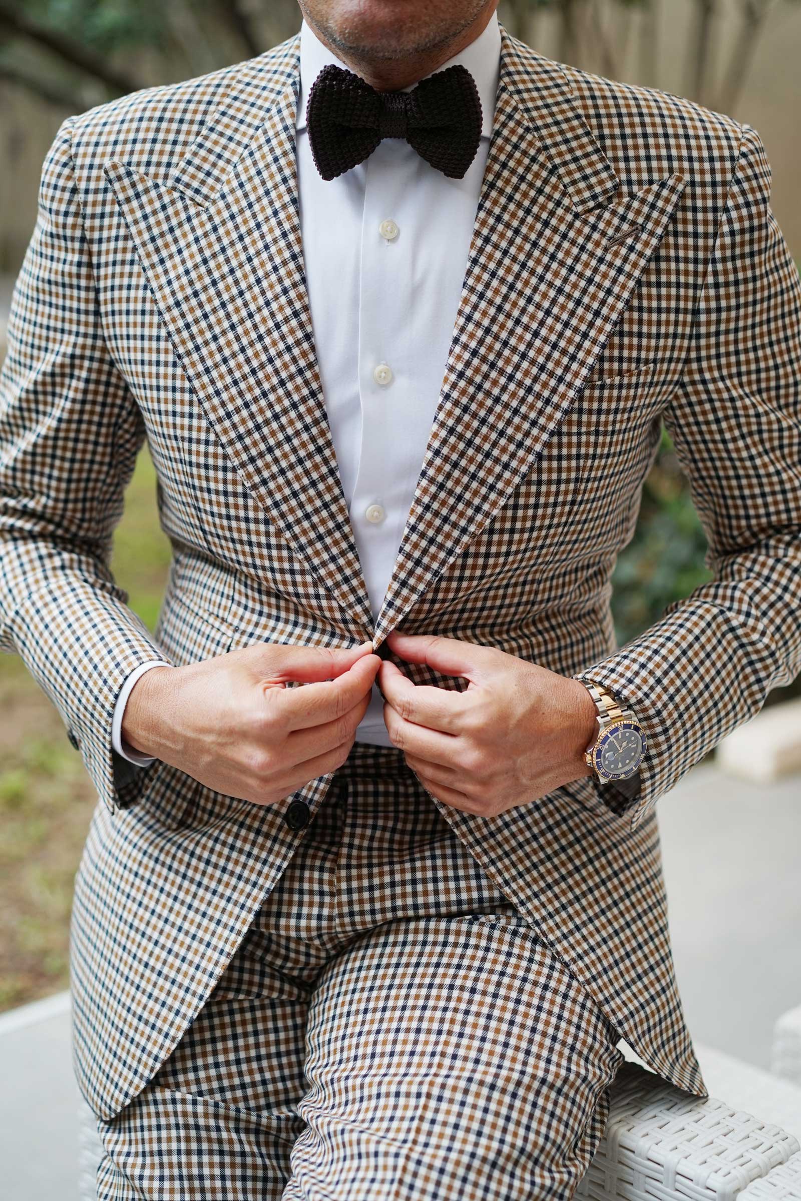 Brown Knitted Bow Tie