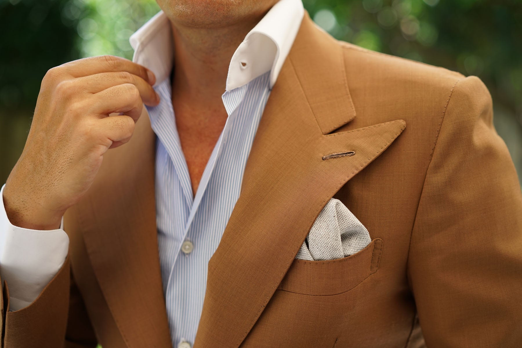 Dry Grey Donegal Linen Pocket Square