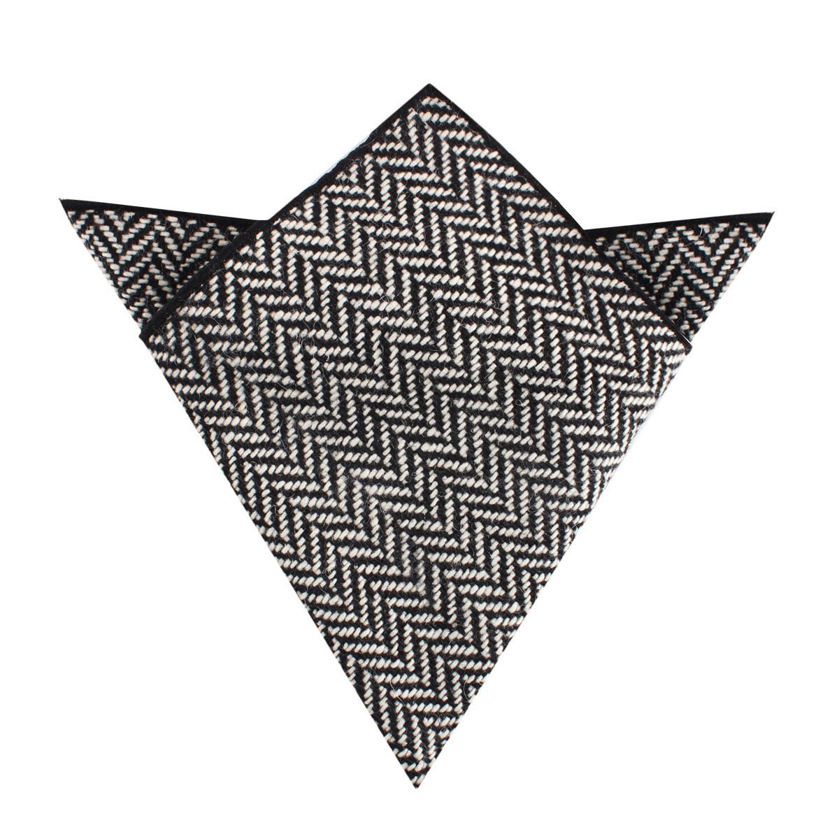 Black Chevron Wool Pocket Square