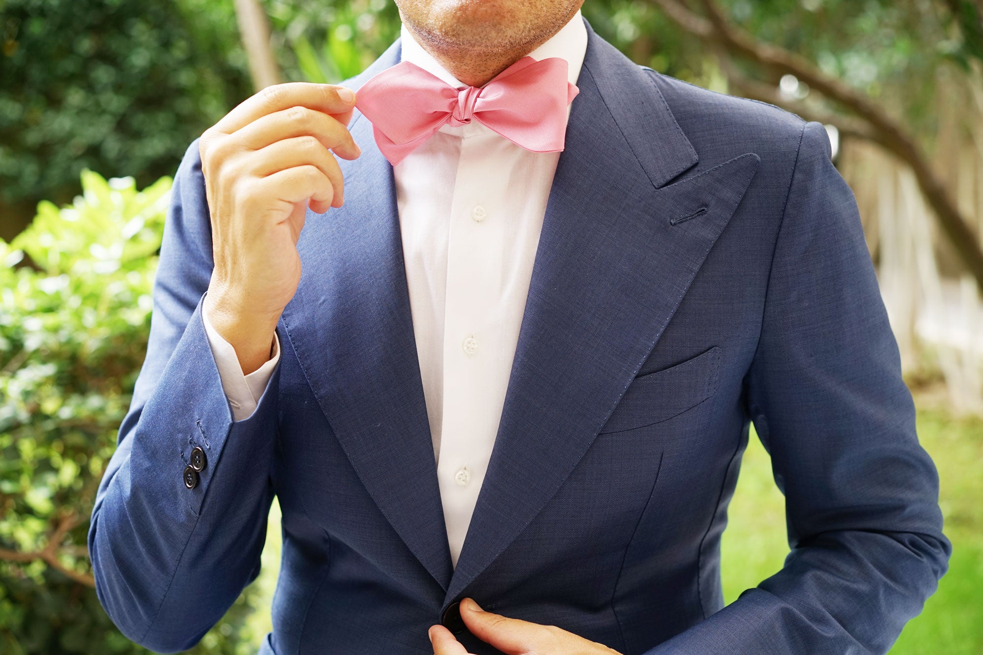 Pastel Pink Self Tie Diamond Tip Bow Tie