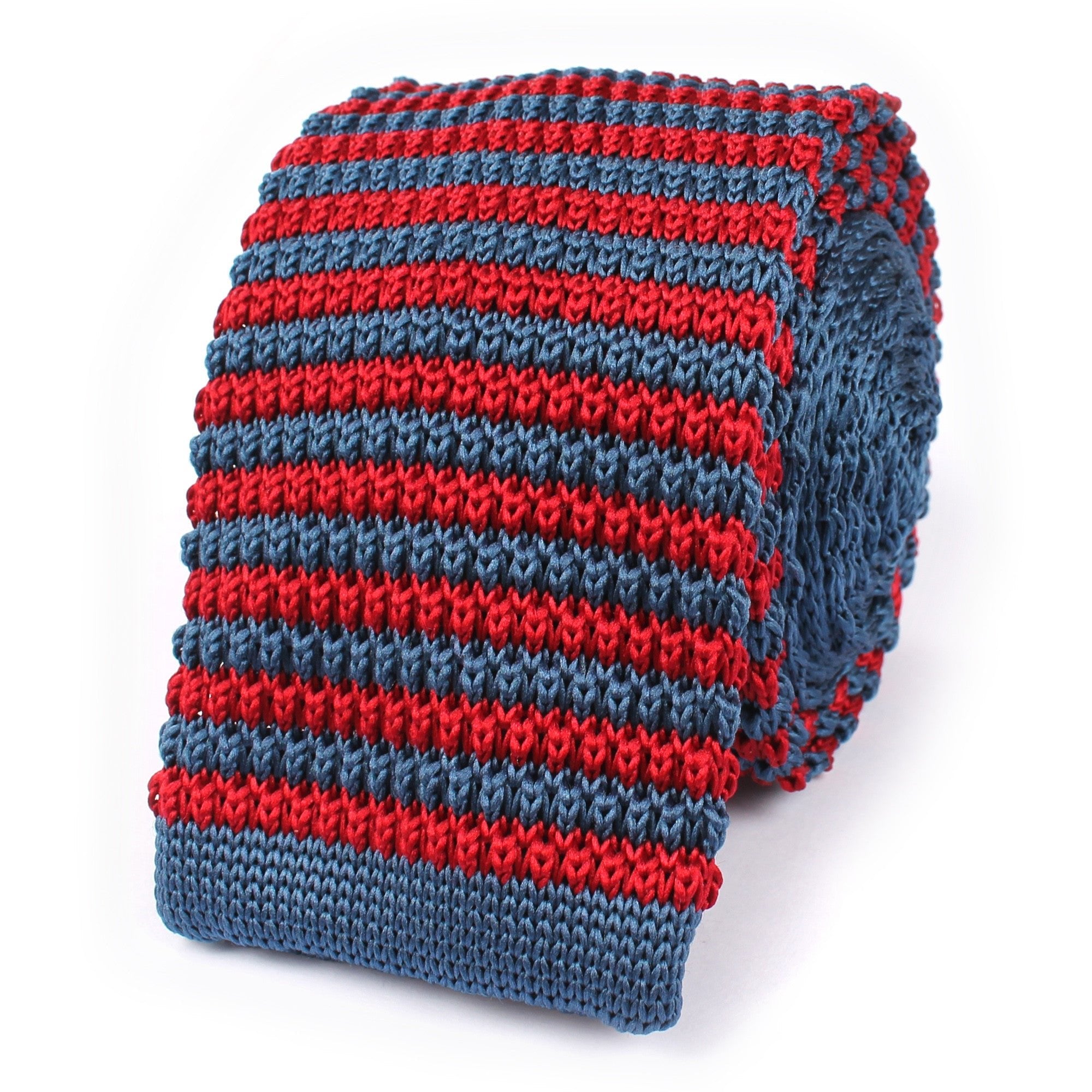 Red & Blue Stripes Knitted Tie