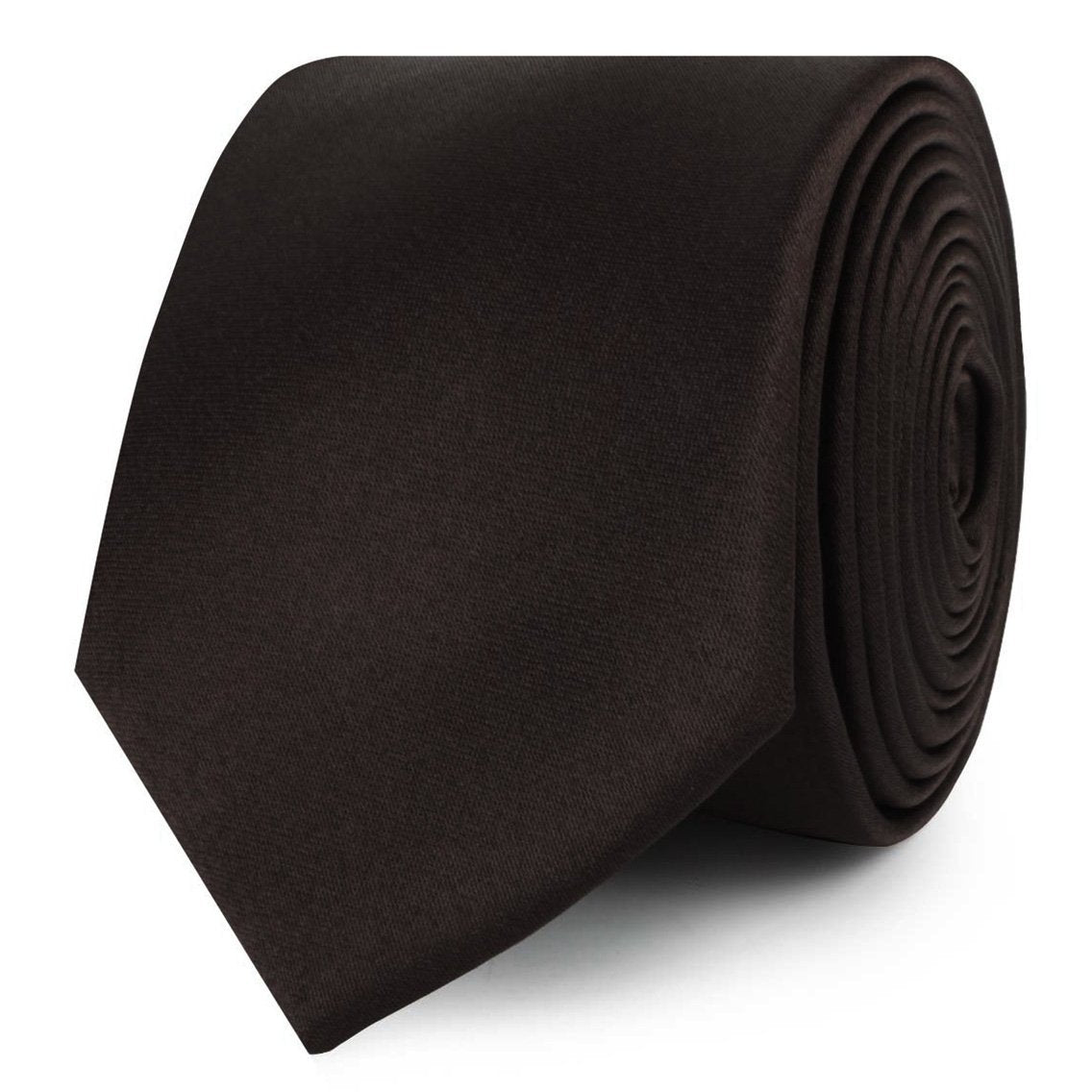 Dark Brown Truffle Satin Skinny Tie