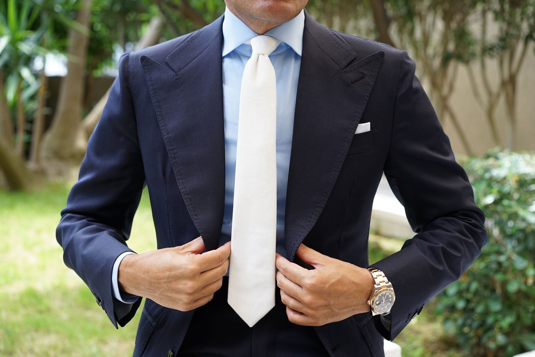 White Velvet Skinny Tie