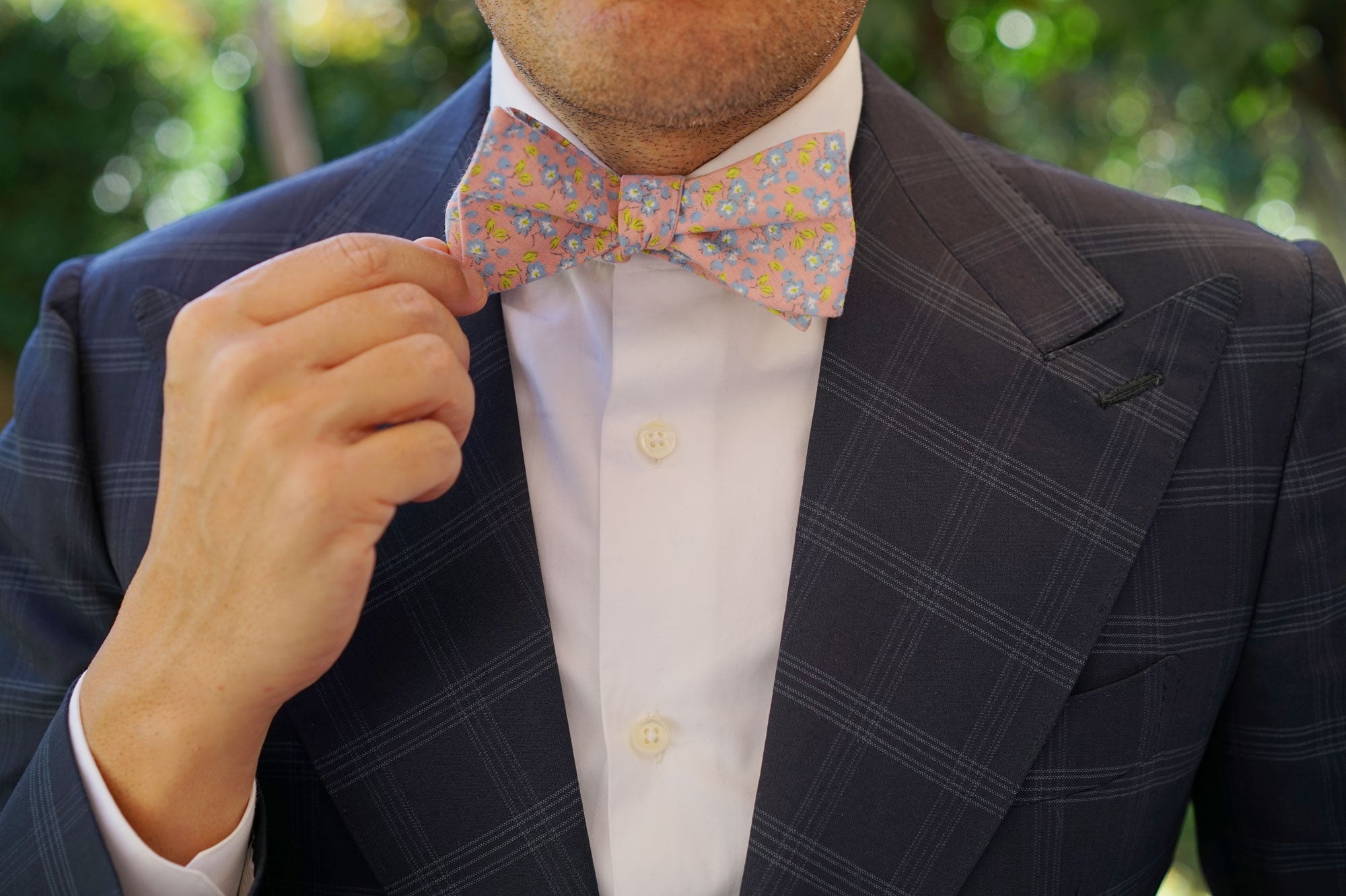 Isle of Skye Peach Floral Self Bow Tie