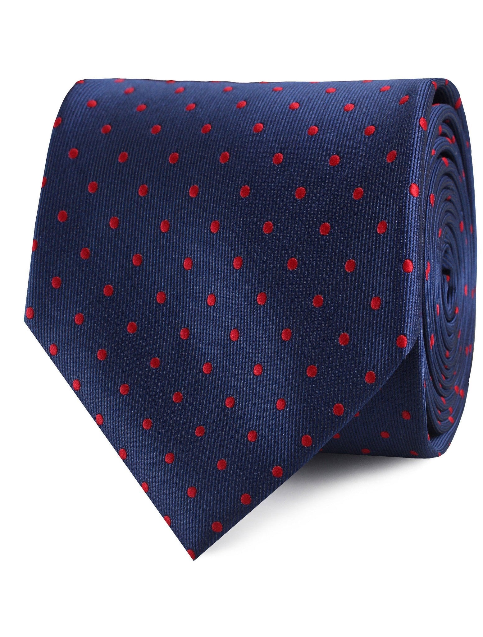 Navy on Red Mini Pin Dots Tie