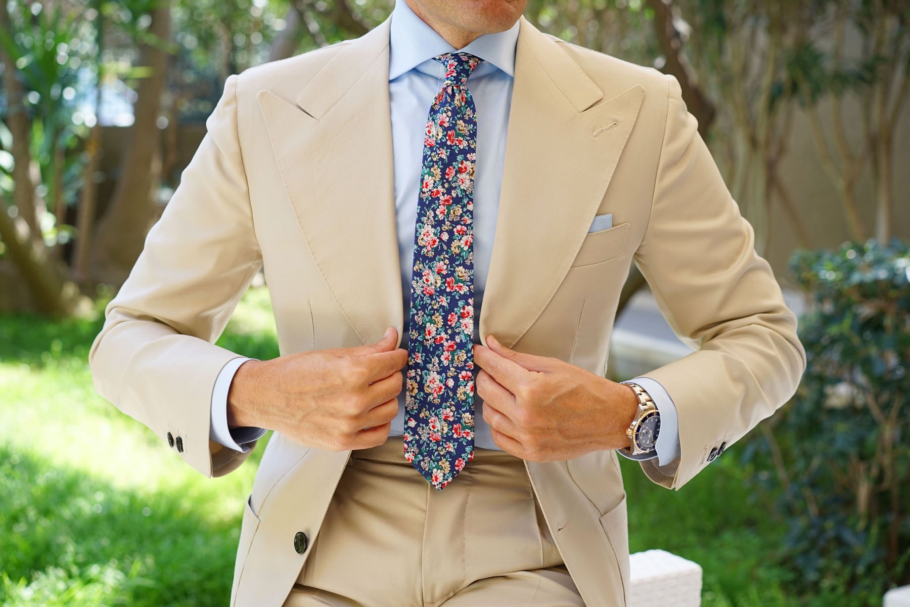 Cancún Blue Floral Skinny Tie