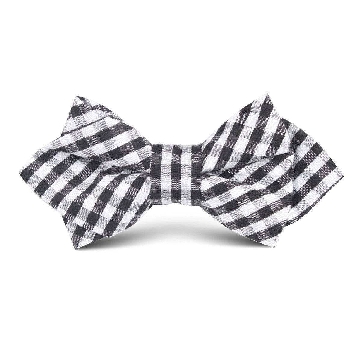 Black and White Gingham Cotton Kids Diamond Bow Tie