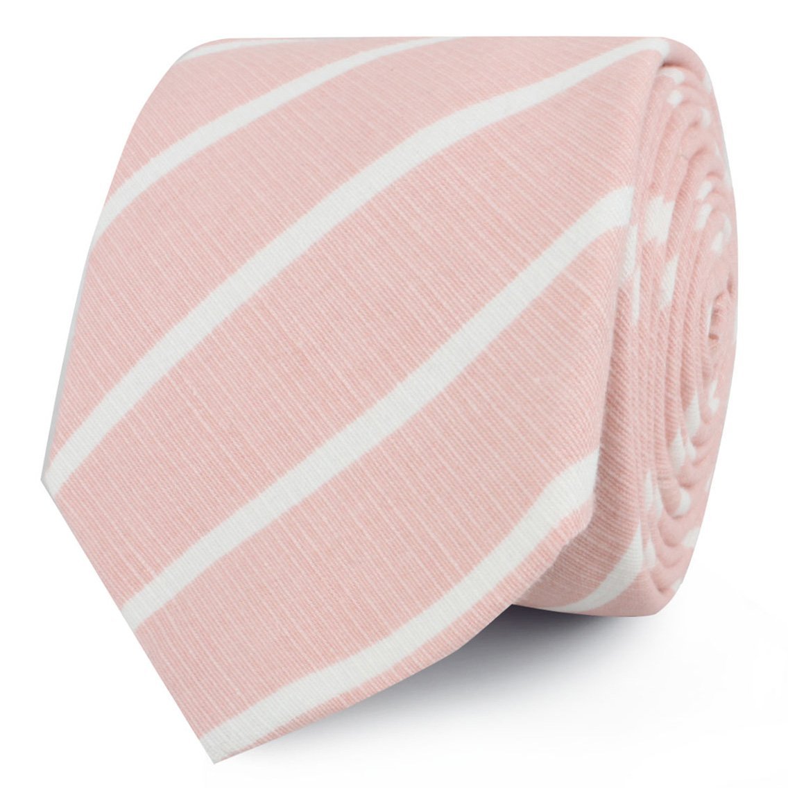 Santorini Pink Blush Striped Linen Skinny Tie