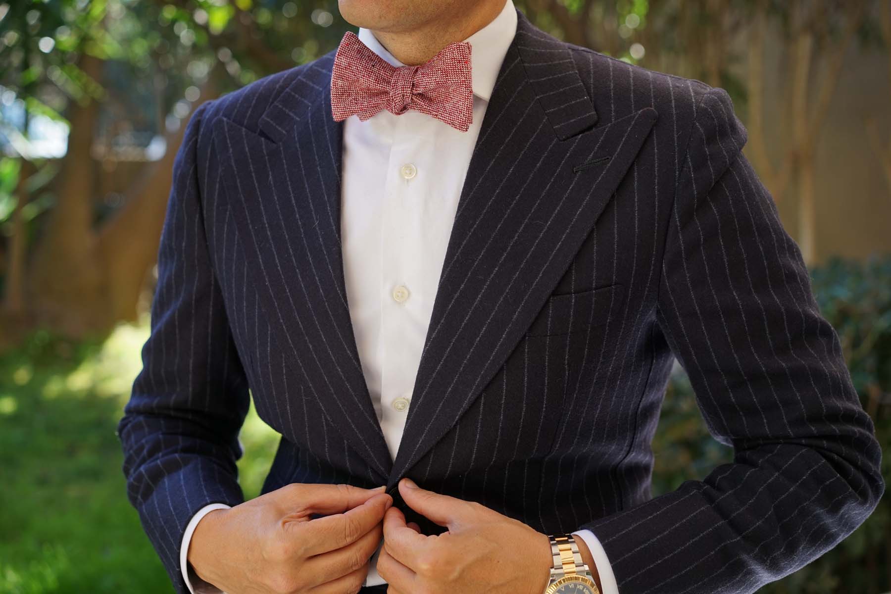 Burgundy Sharkskin Self Bow Tie