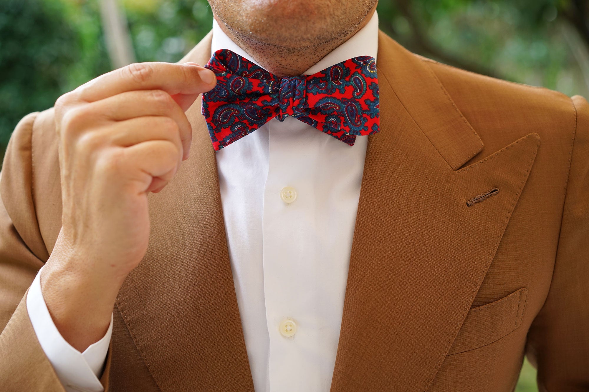 Valentina Red Shiraz Paisley Self Bow Tie