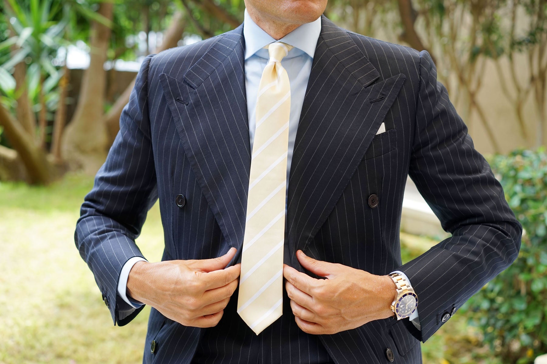 Champagne Stripe Skinny Tie