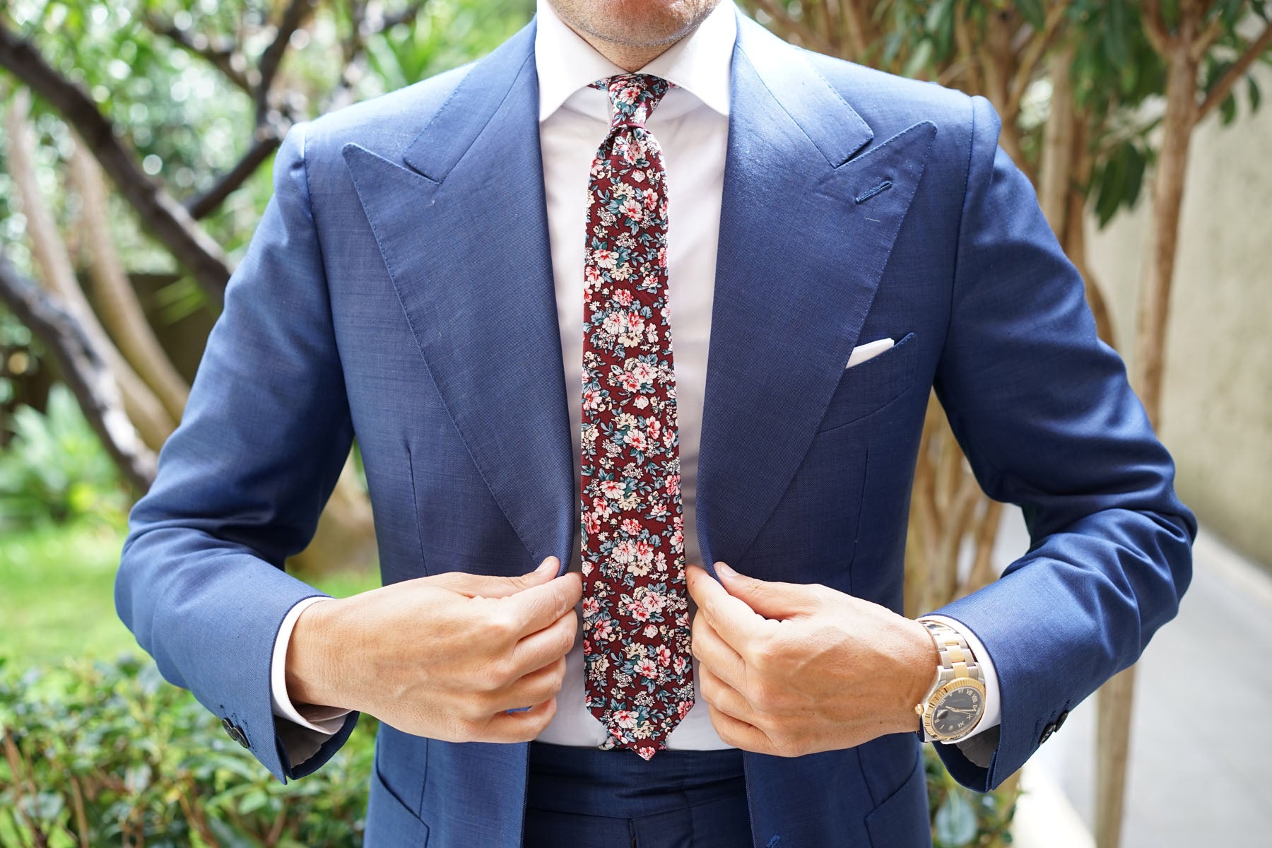 London Brown Floral Skinny Tie