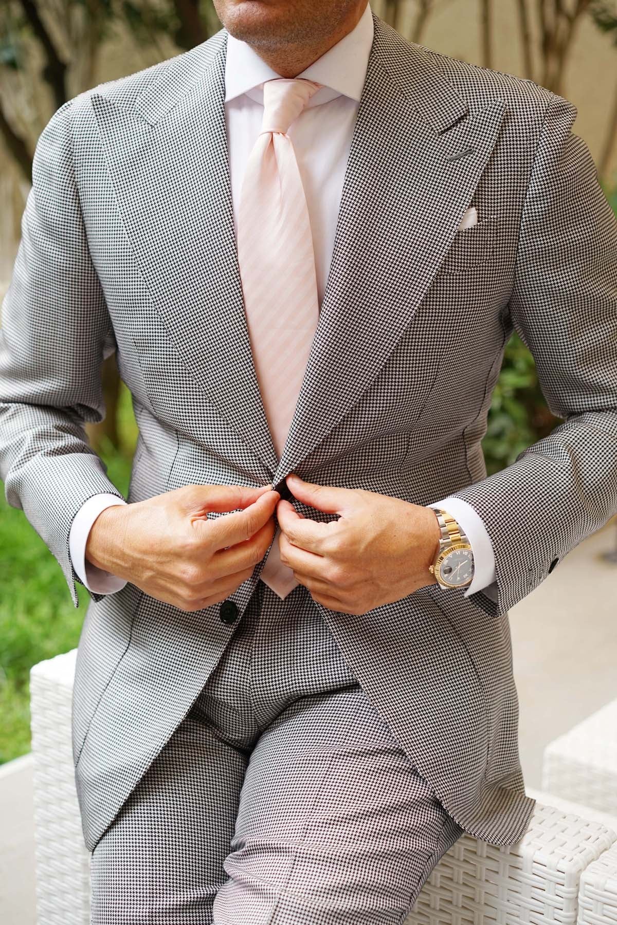 Flamenco Blush Pink Striped Necktie