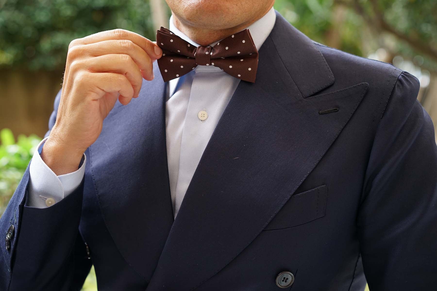 Brown with White Polka Dots Bow Tie