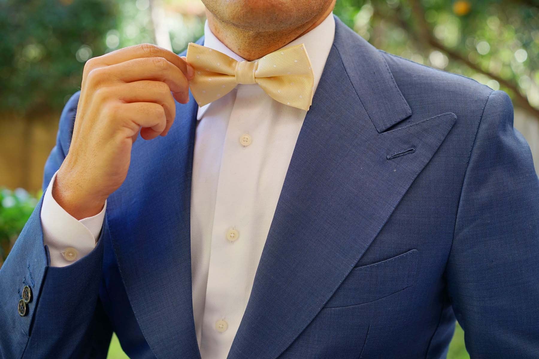 Champagne Polka Dot Bow Tie