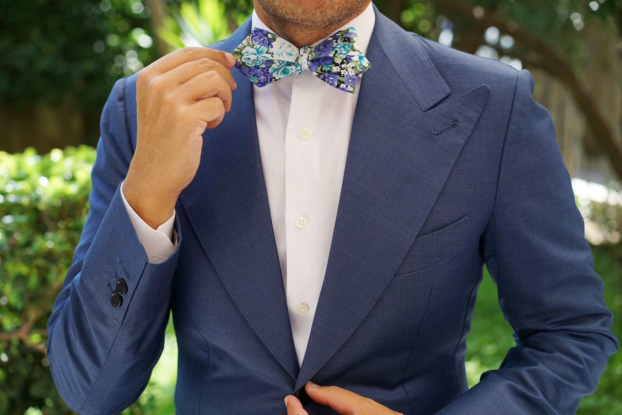 Pianosa Purple Floral Diamond Self Bow Tie