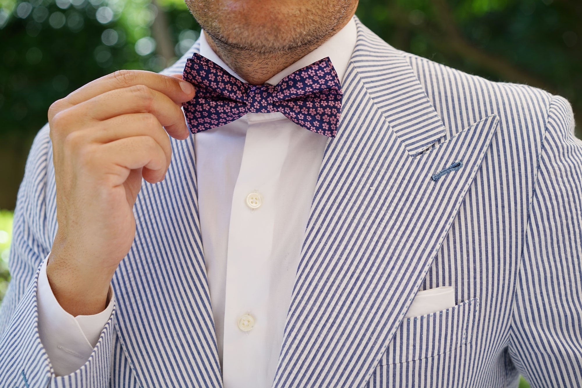 Pink Plum Blossom Floral Bow Tie