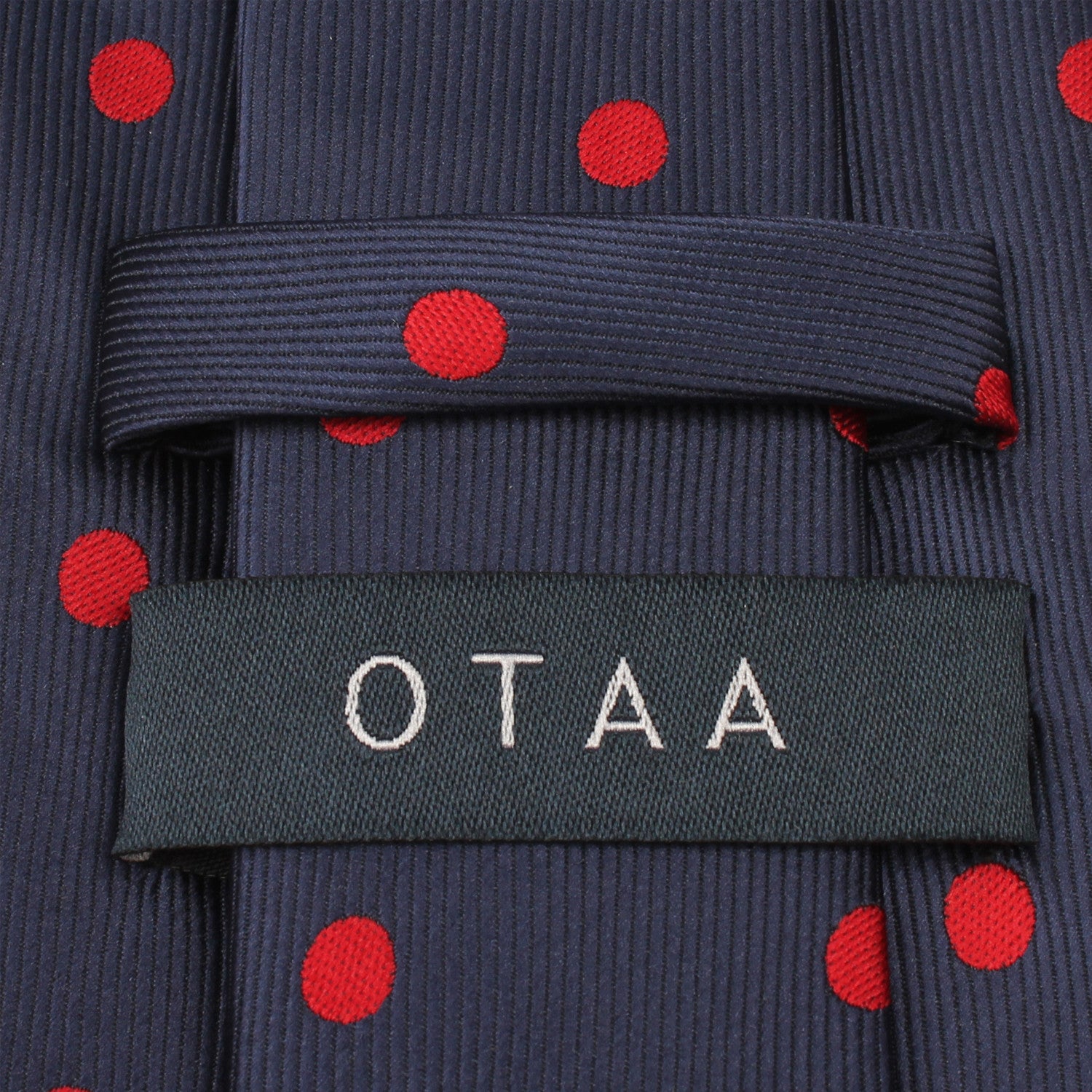 Navy Blue Tie with Red Polka Dots