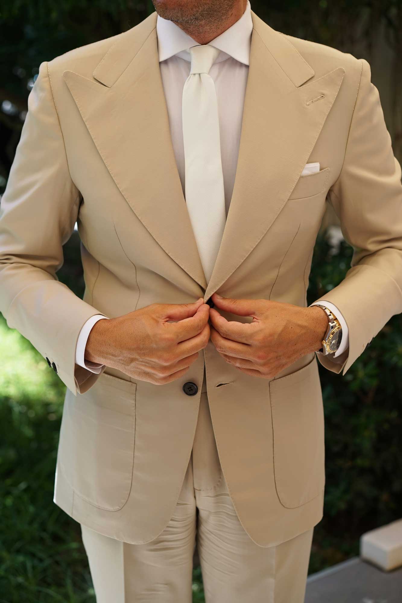 Ivory Crisp Twill Skinny Tie