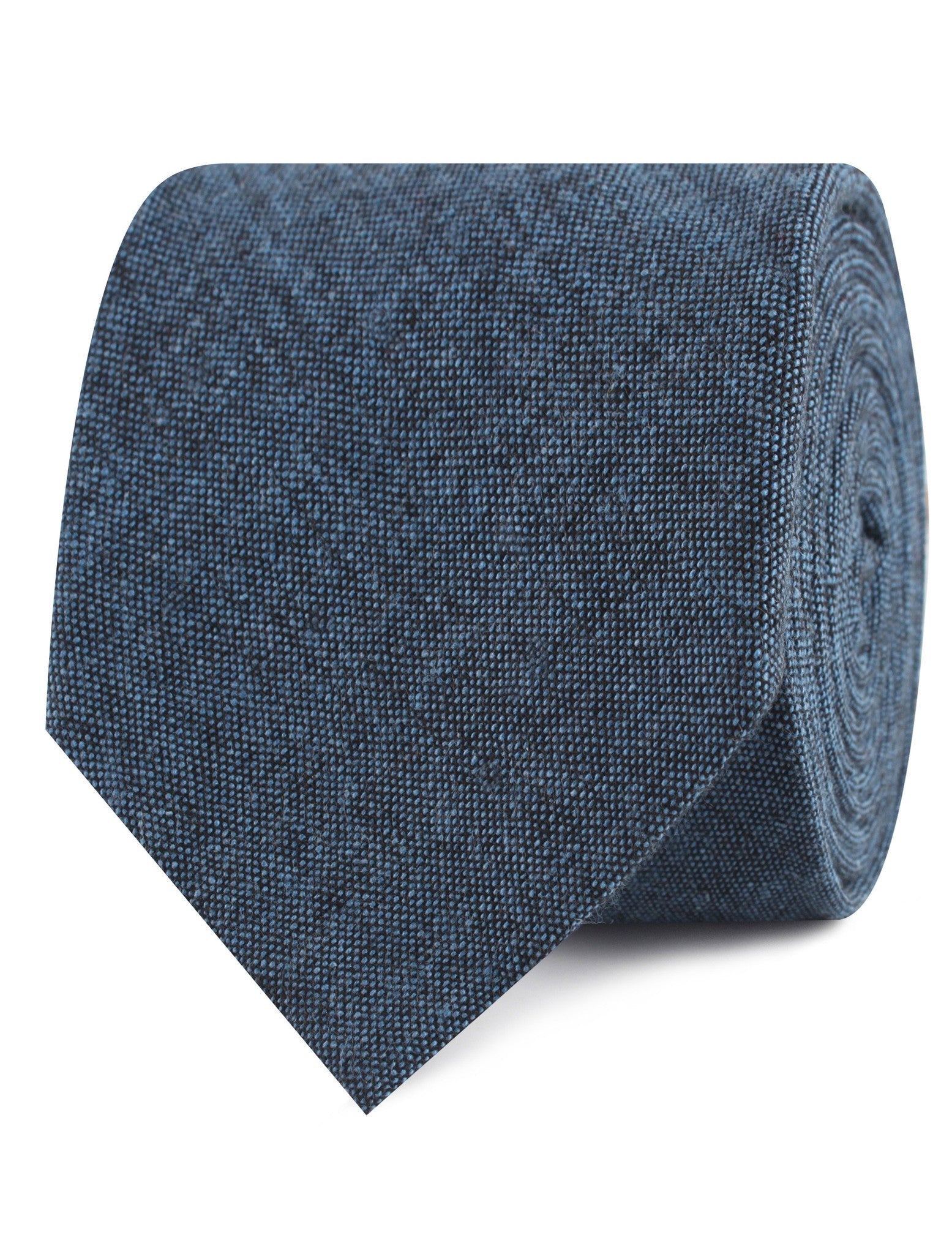 Blue & Black Textured Linen Blend Tie