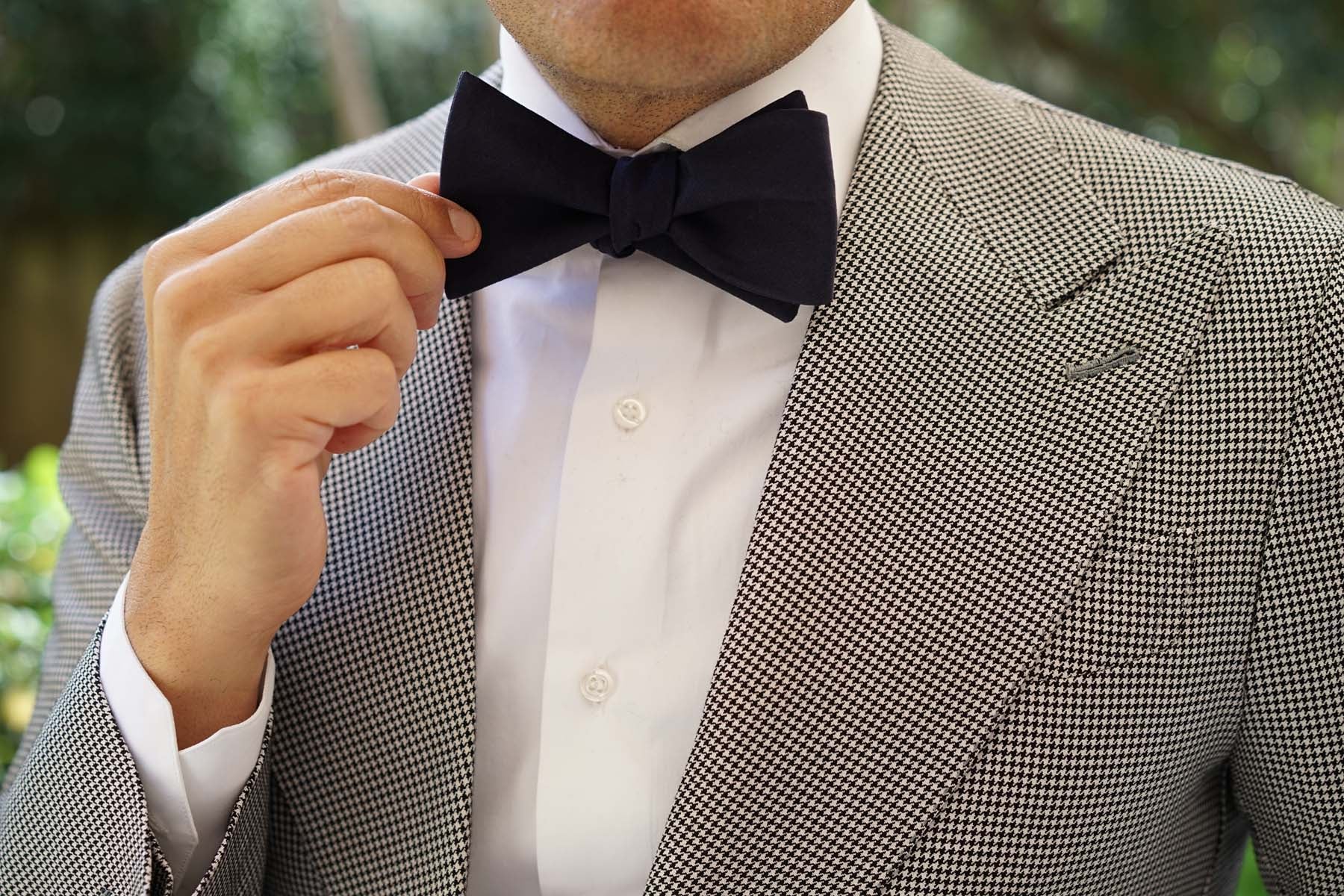 Navy Blue Cotton Self Tie Bow Tie