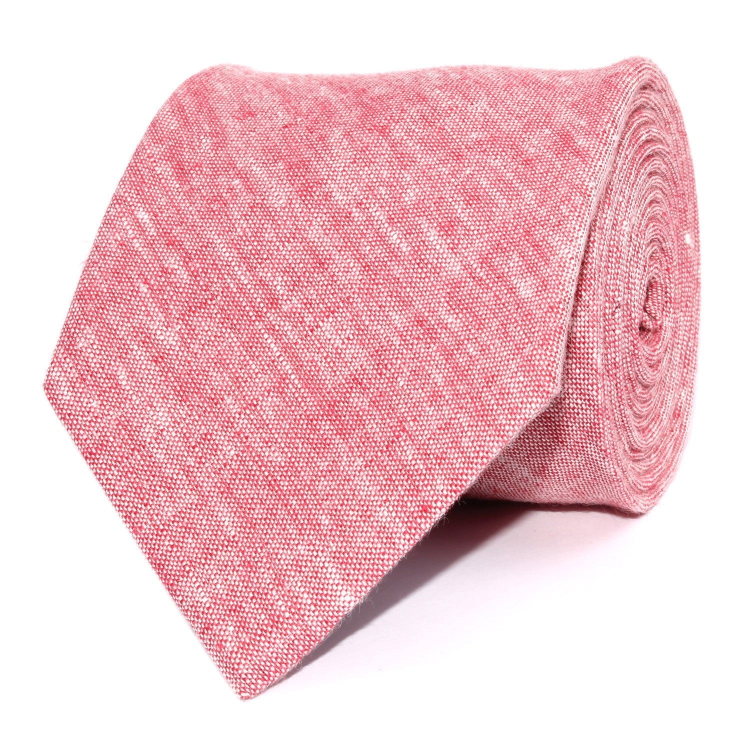 Light Red Chambray Linen Necktie