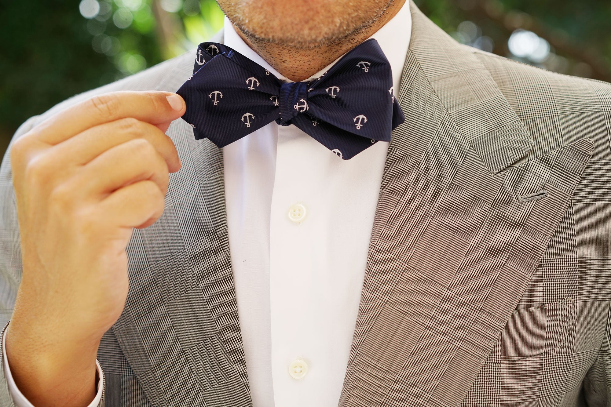 The OTAA Navy Blue Anchor Self Tie Diamond Tip Bow Tie