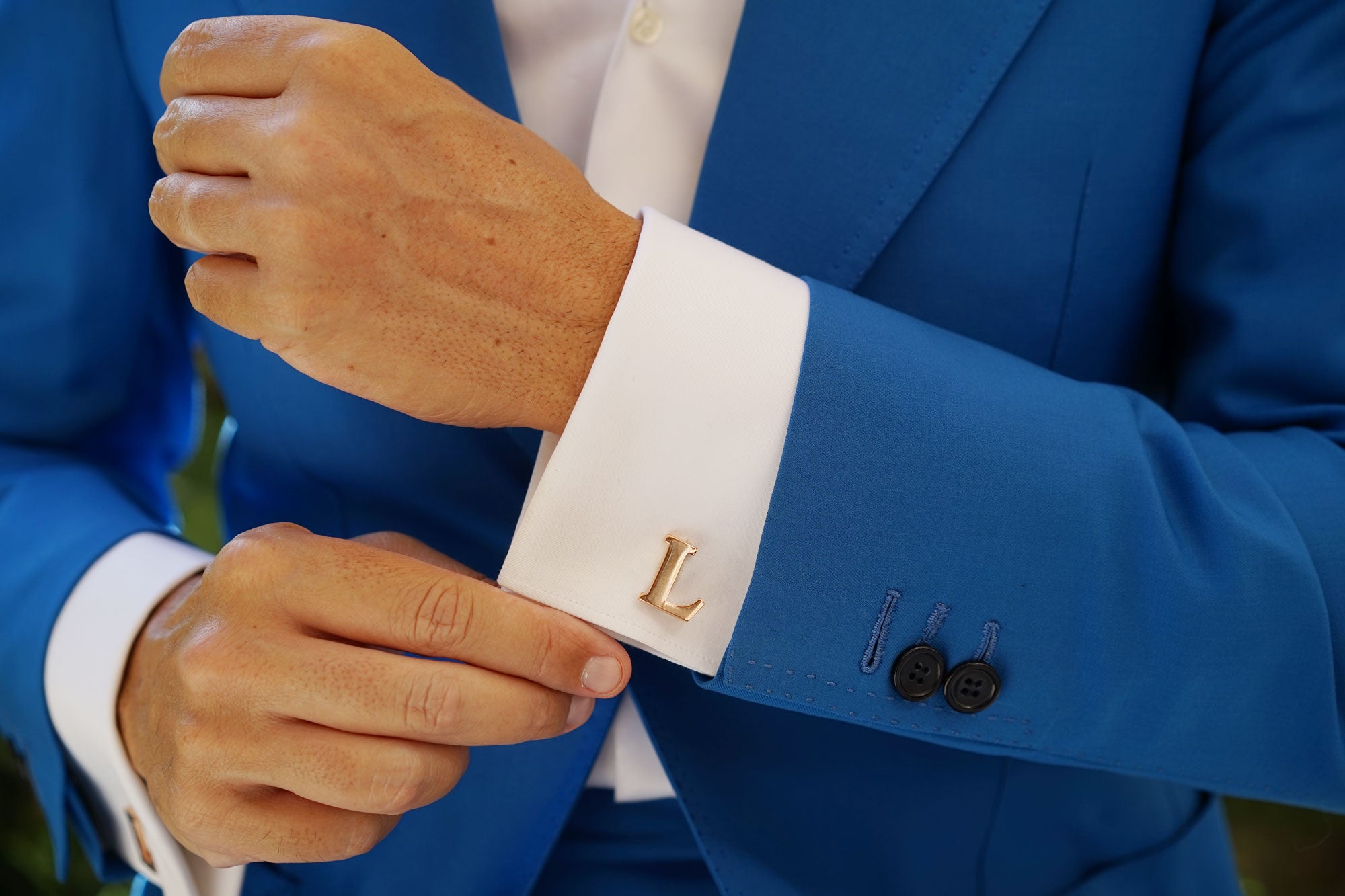 Rose Gold Letter L Cufflinks