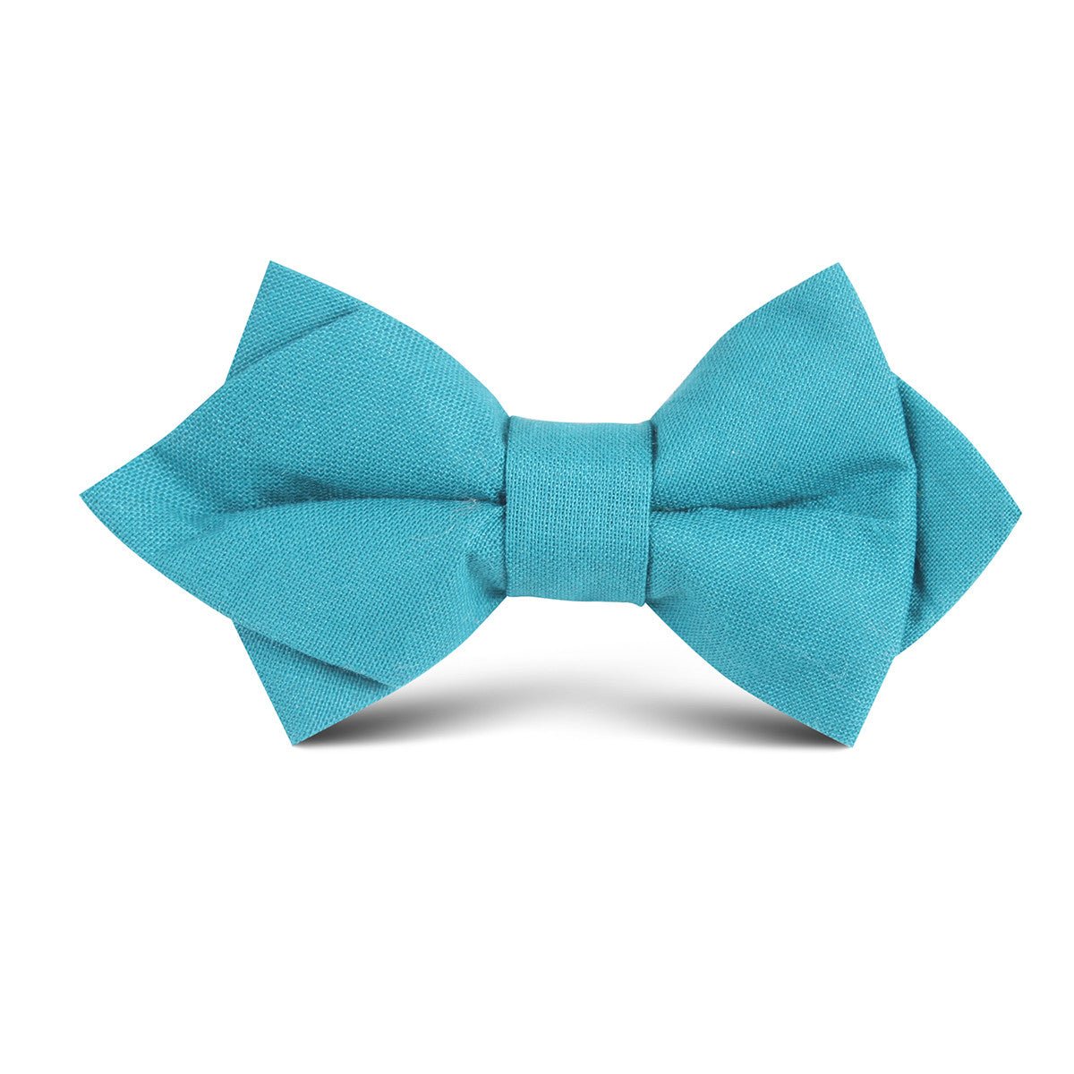 Teal Slub Linen Kids Diamond Bow Tie