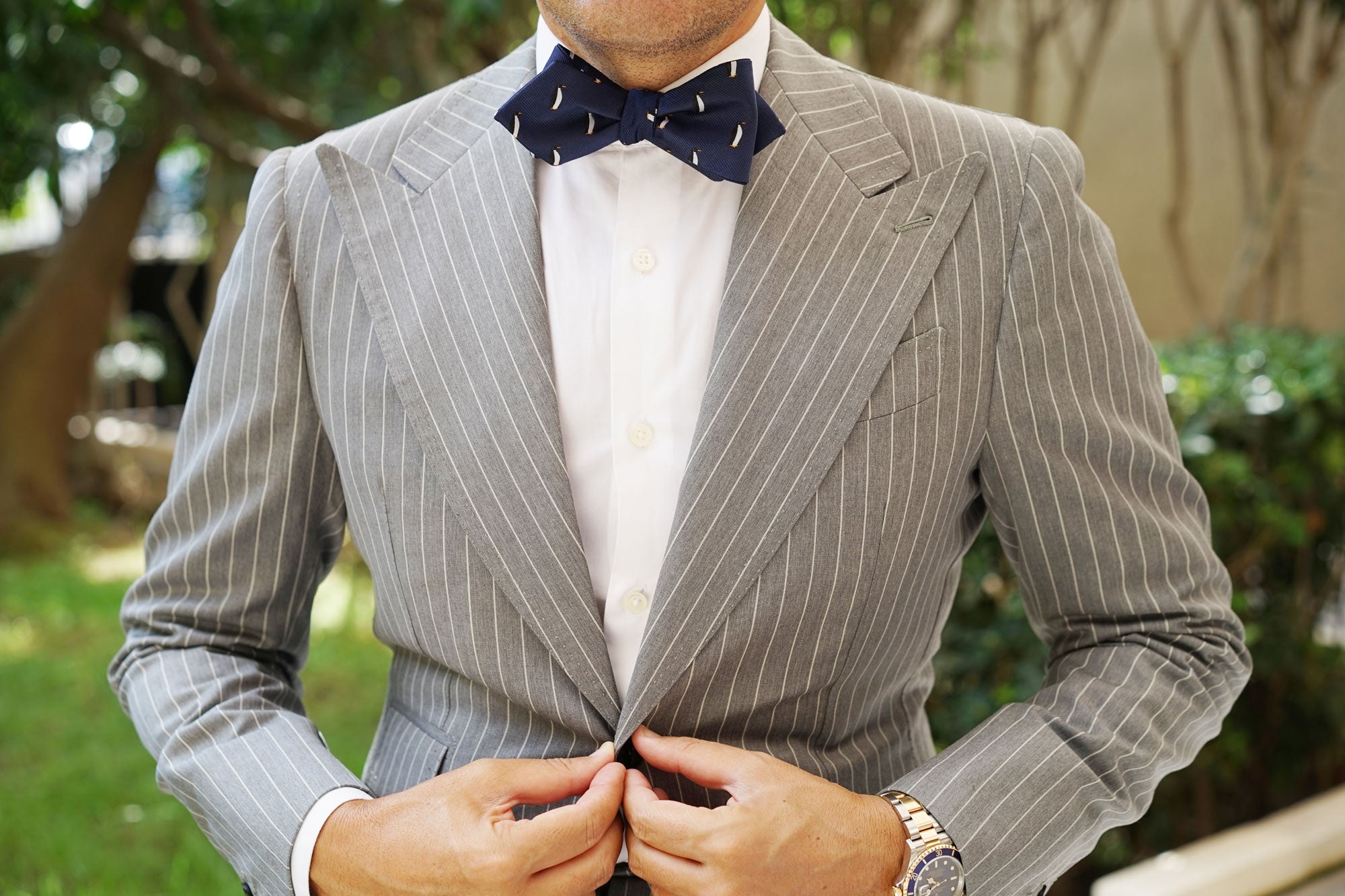 King Penguin Diamond Self Bow Tie