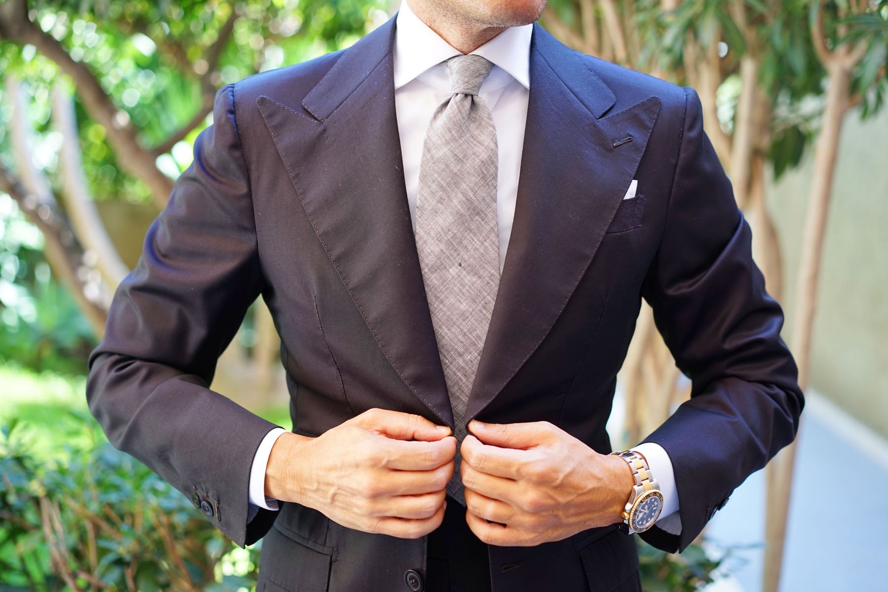 Grey Linen Chambray Necktie