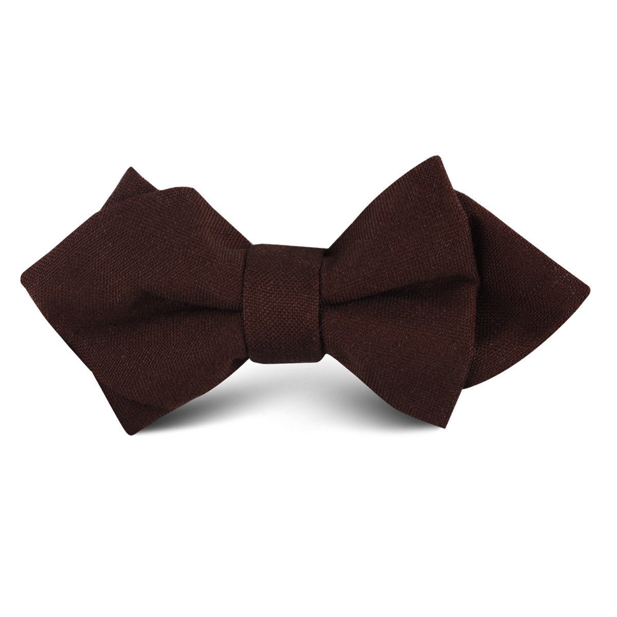 Walnut Brown Slub Linen Kids Diamond Bow Tie