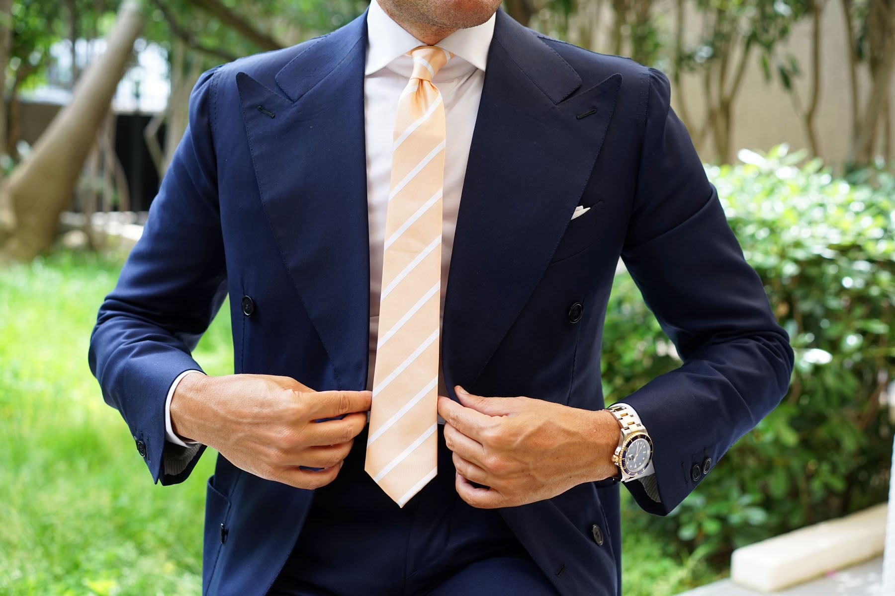 Apricot Striped Skinny Tie