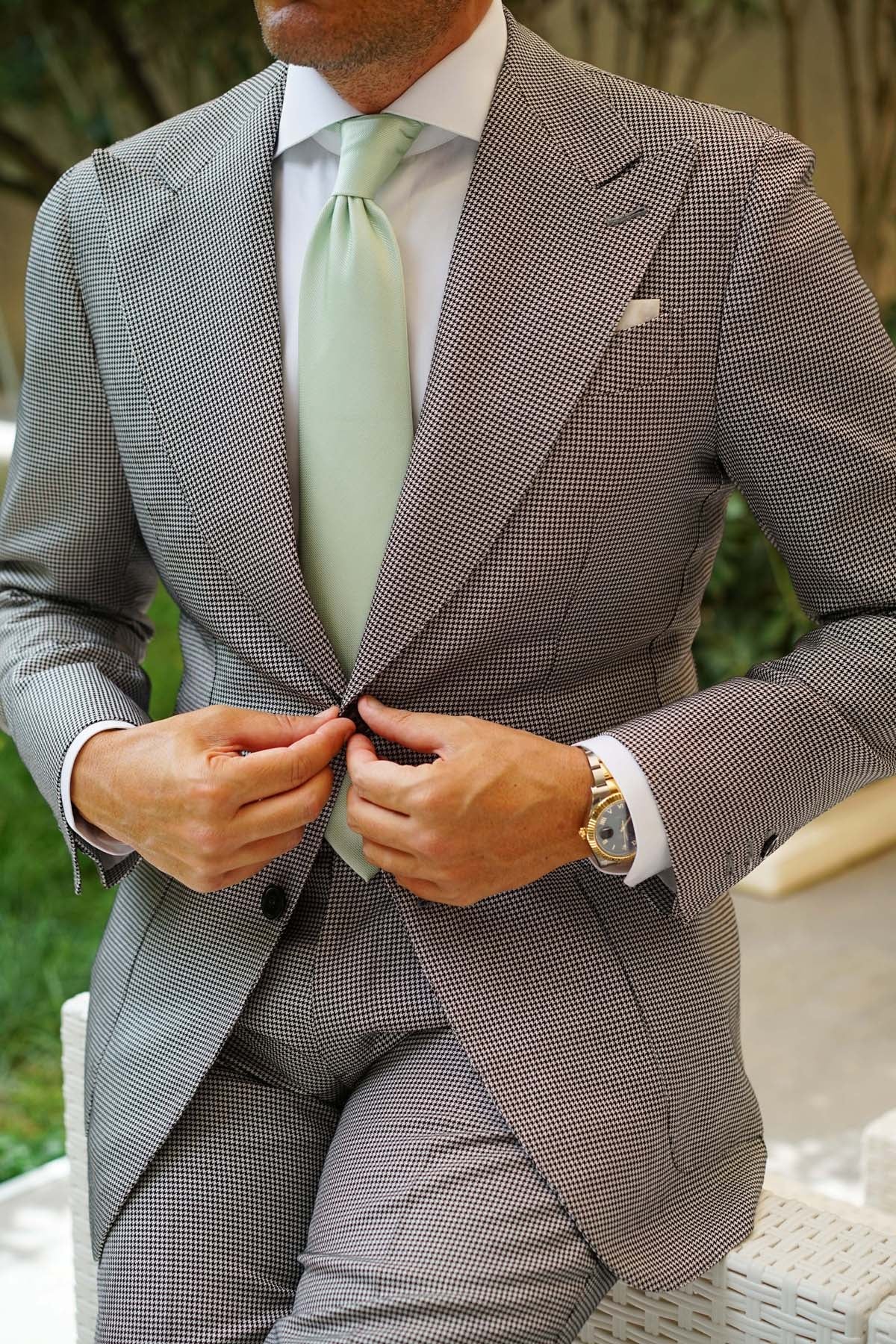 Light Sage Green Weave Necktie