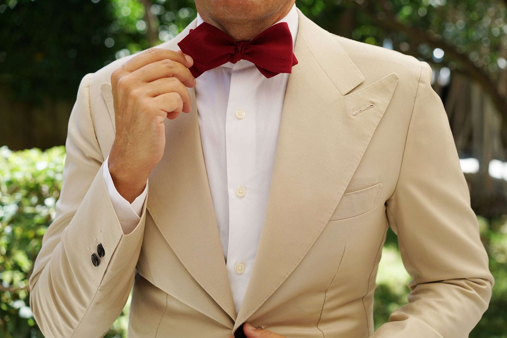 Maroon Cotton Self Tie Diamond Bow Tie